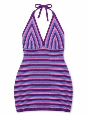 NWOT Wild Fable Crochet Halter Striped Multicolor Dress